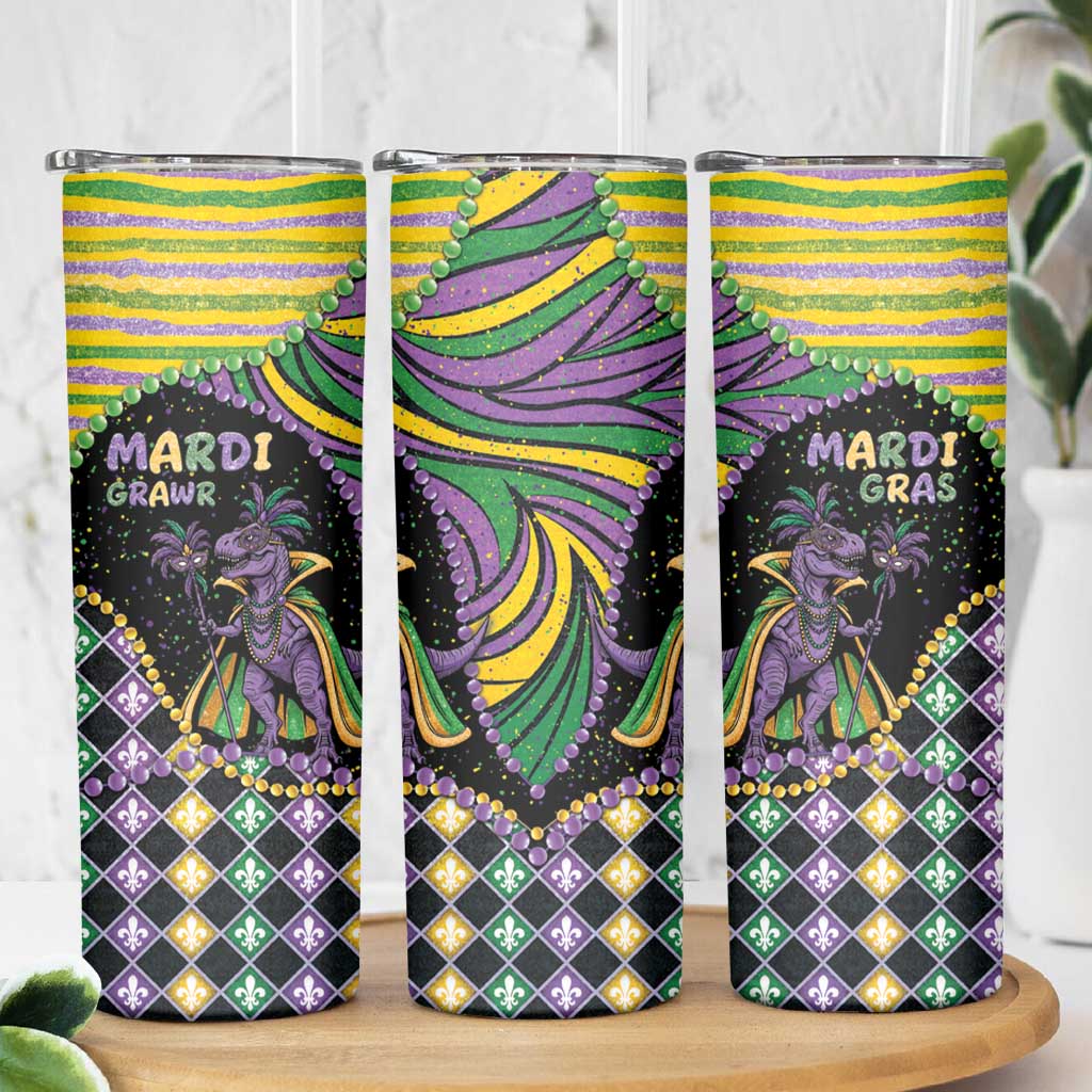 Mardi Gras Skinny Tumbler King Rex Glitter Effect
