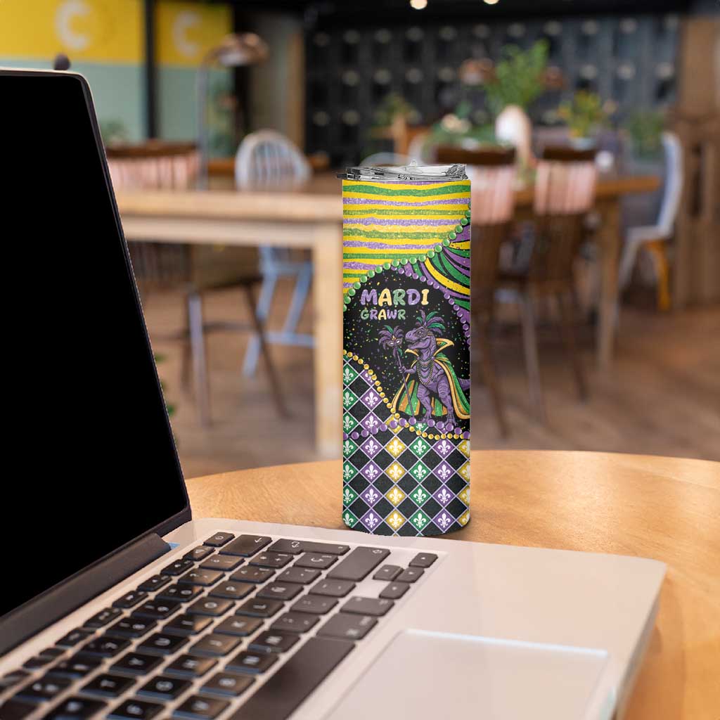 Mardi Gras Skinny Tumbler King Rex Glitter Effect