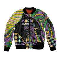 Mardi Gras Sleeve Zip Bomber Jacket King Rex Glitter Effect