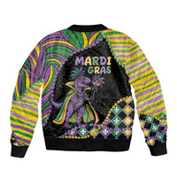 Mardi Gras Sleeve Zip Bomber Jacket King Rex Glitter Effect