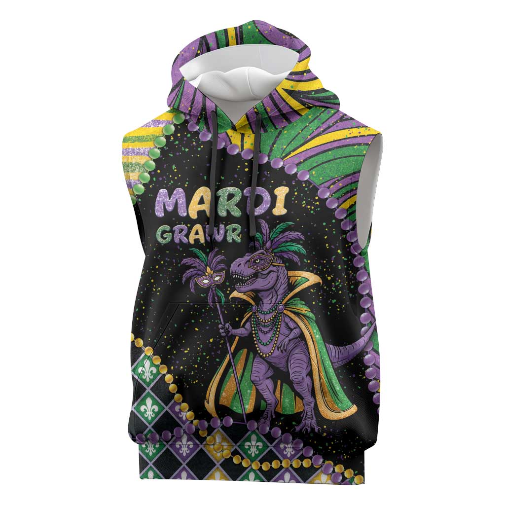 Mardi Gras Sleeveless Hoodie King Rex Glitter Effect