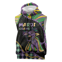 Mardi Gras Sleeveless Hoodie King Rex Glitter Effect