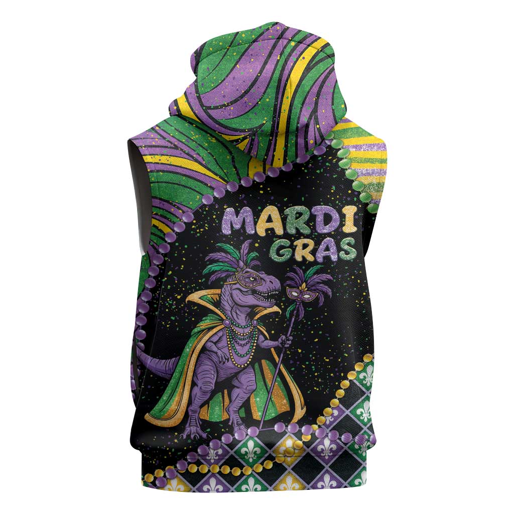 Mardi Gras Sleeveless Hoodie King Rex Glitter Effect