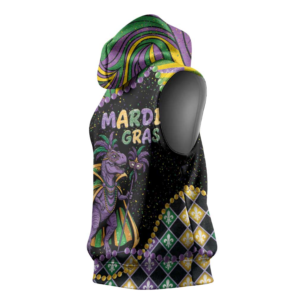 Mardi Gras Sleeveless Hoodie King Rex Glitter Effect