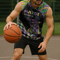 Mardi Gras Sleeveless Hoodie King Rex Glitter Effect