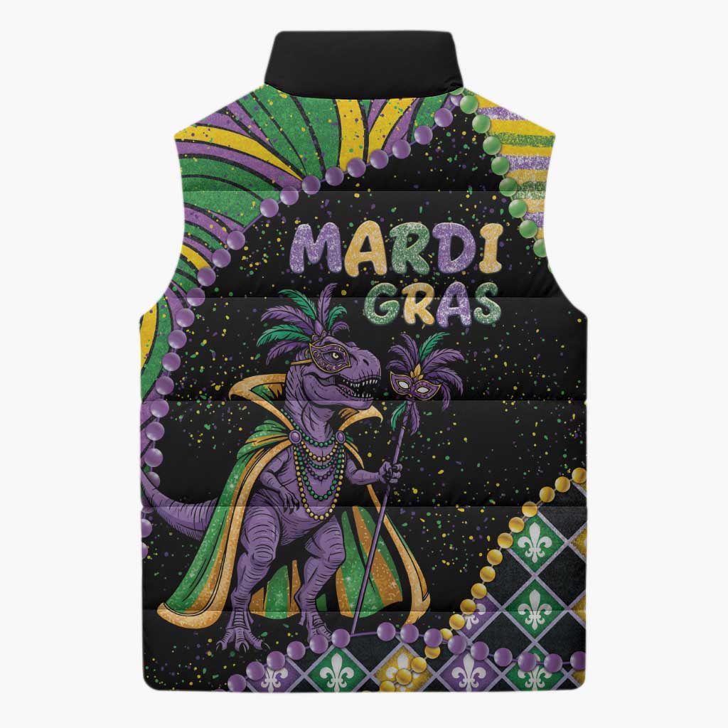 Mardi Gras Sleeveless Puffer Jacket King Rex Glitter Effect