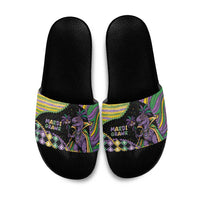 Mardi Gras Slide Sandals King Rex Glitter Effect