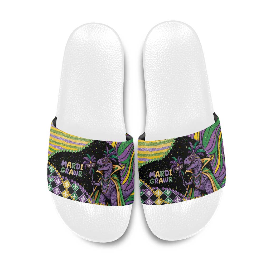 Mardi Gras Slide Sandals King Rex Glitter Effect