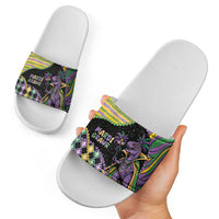 Mardi Gras Slide Sandals King Rex Glitter Effect