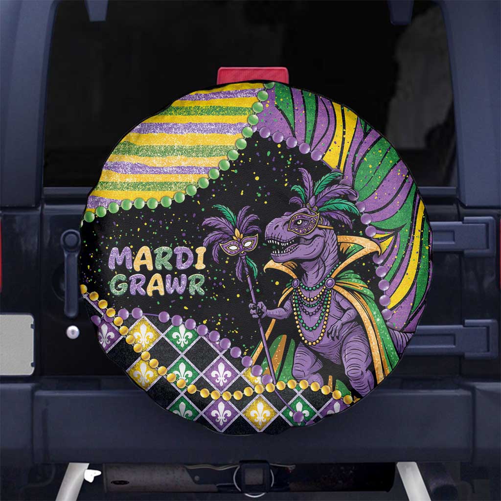 Mardi Gras Spare Tire Cover King Rex Glitter Effect