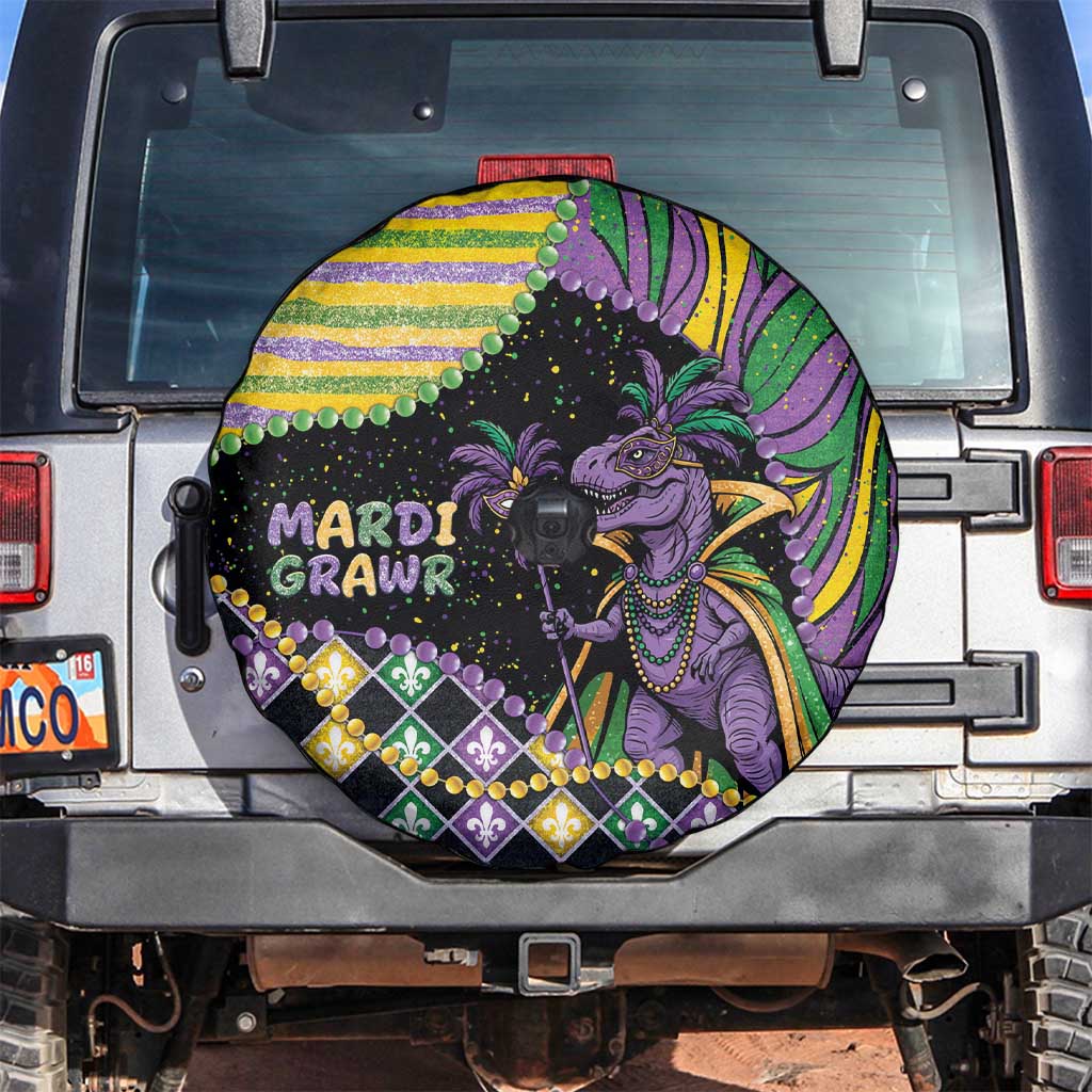 Mardi Gras Spare Tire Cover King Rex Glitter Effect