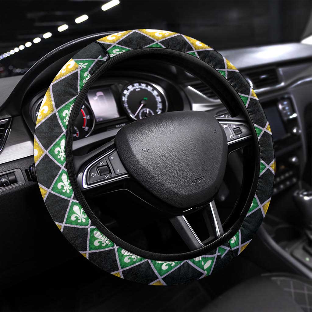 Mardi Gras Steering Wheel Cover King Rex Glitter Effect