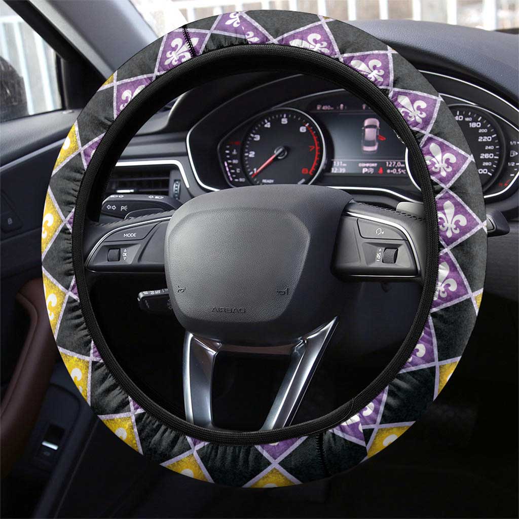 Mardi Gras Steering Wheel Cover King Rex Glitter Effect