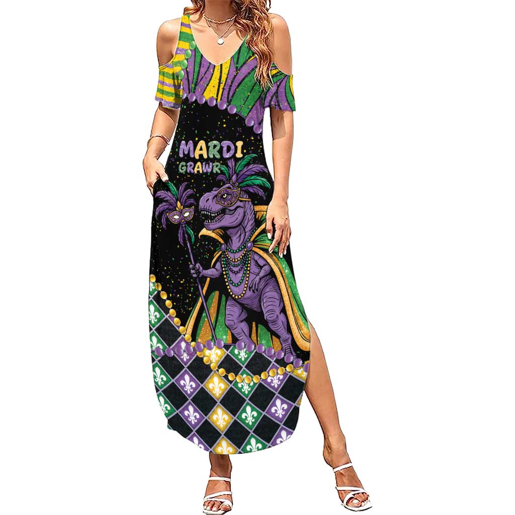 Mardi Gras Summer Maxi Dress King Rex Glitter Effect