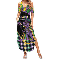 Mardi Gras Summer Maxi Dress King Rex Glitter Effect