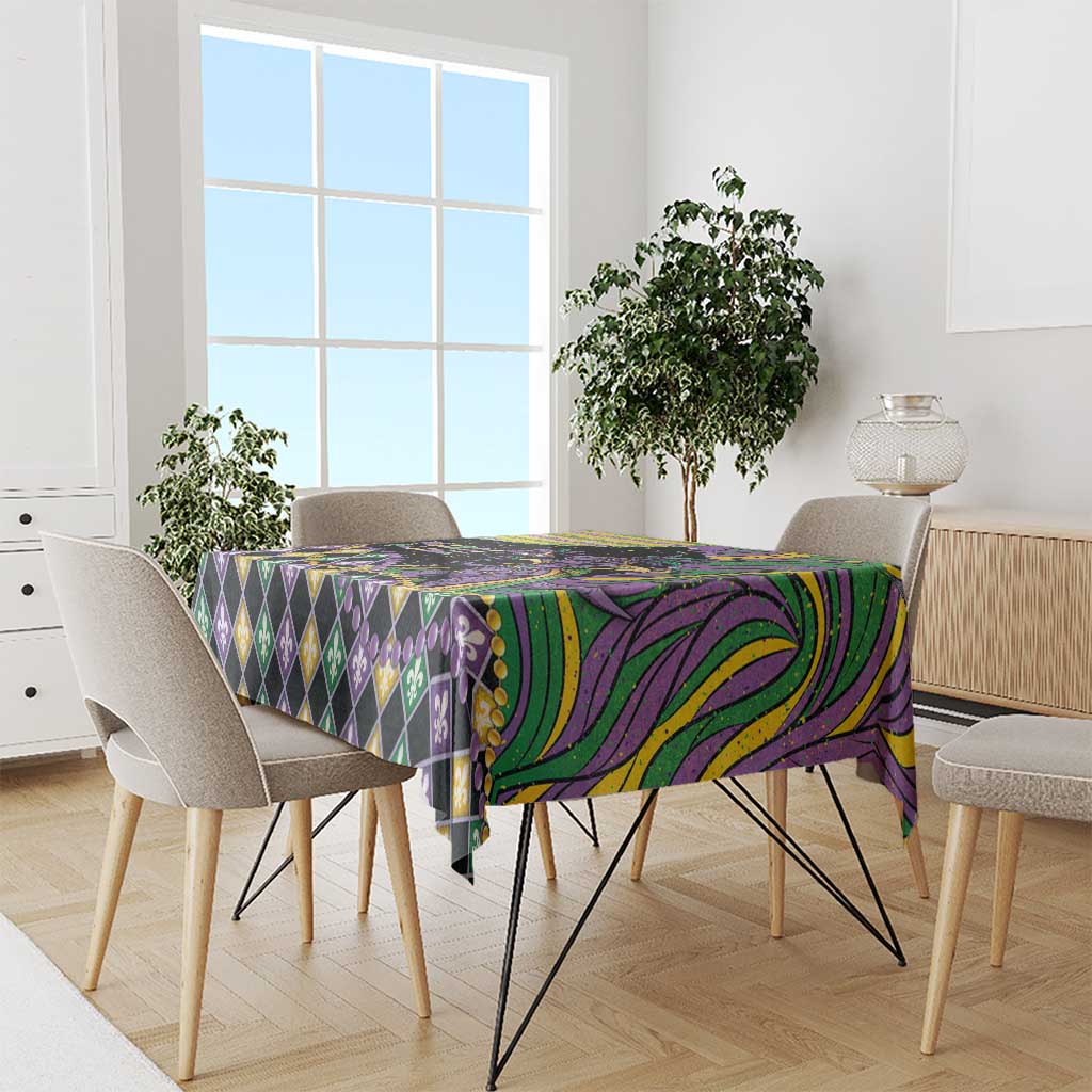 Mardi Gras Tablecloth King Rex Glitter Effect