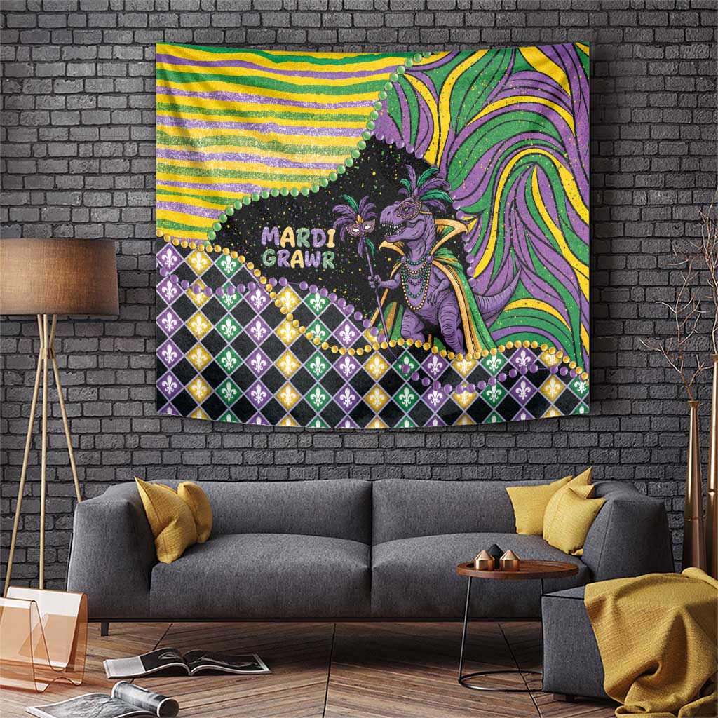 Mardi Gras Tapestry King Rex Glitter Effect