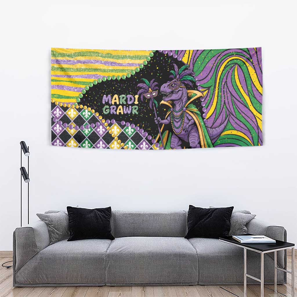 Mardi Gras Tapestry King Rex Glitter Effect