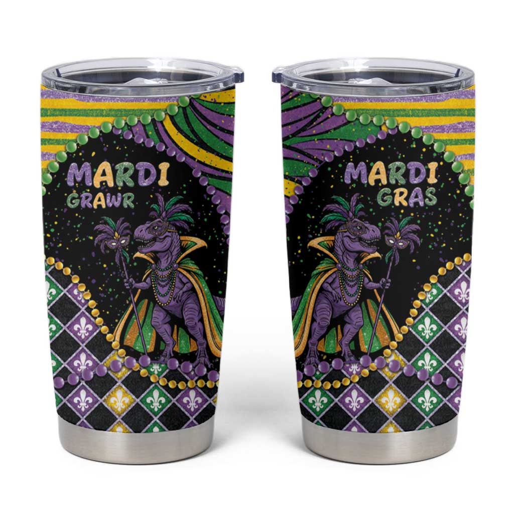 Mardi Gras Tumbler Cup King Rex Glitter Effect
