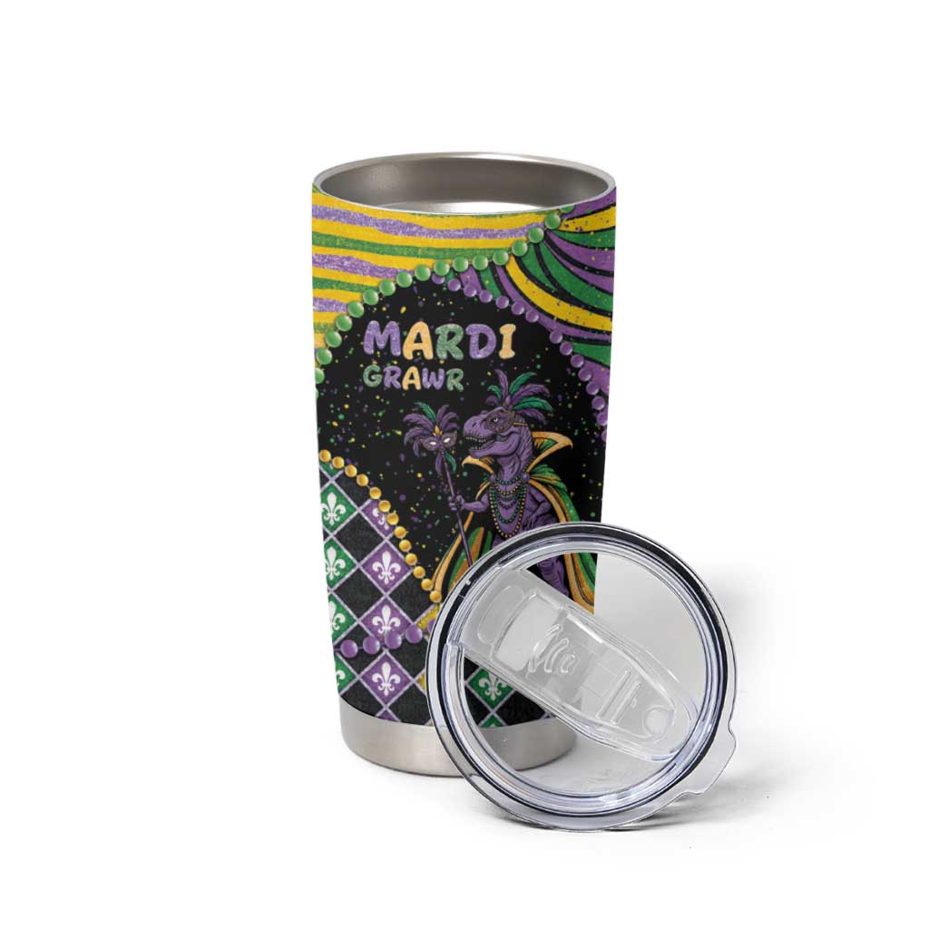 Mardi Gras Tumbler Cup King Rex Glitter Effect