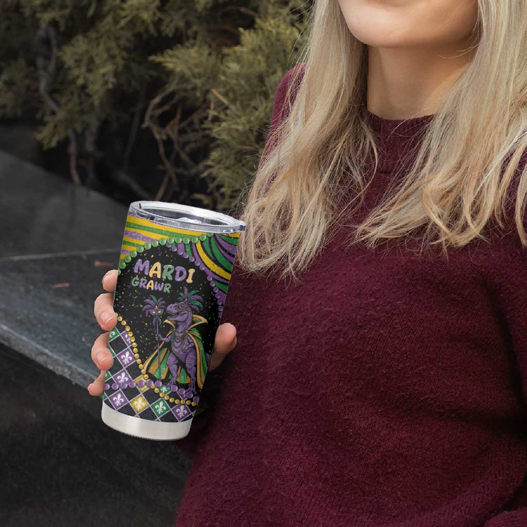 Mardi Gras Tumbler Cup King Rex Glitter Effect