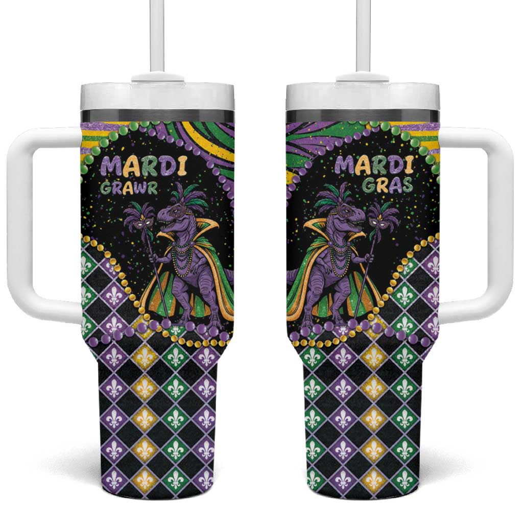 Mardi Gras Tumbler With Handle King Rex Glitter Effect