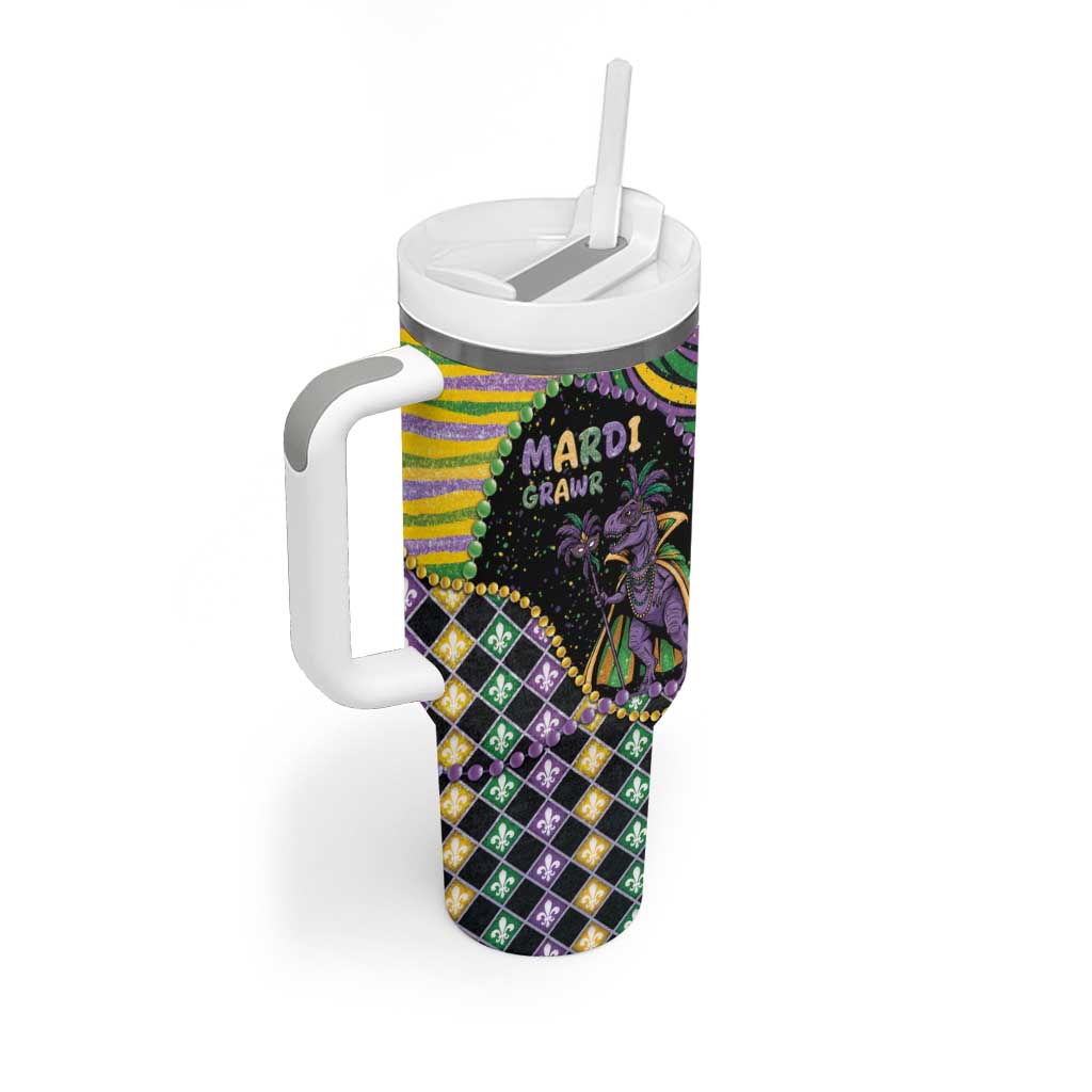Mardi Gras Tumbler With Handle King Rex Glitter Effect