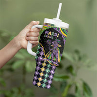 Mardi Gras Tumbler With Handle King Rex Glitter Effect