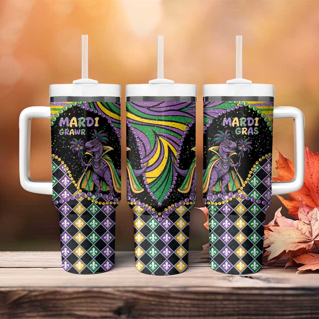 Mardi Gras Tumbler With Handle King Rex Glitter Effect