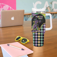 Mardi Gras Tumbler With Handle King Rex Glitter Effect