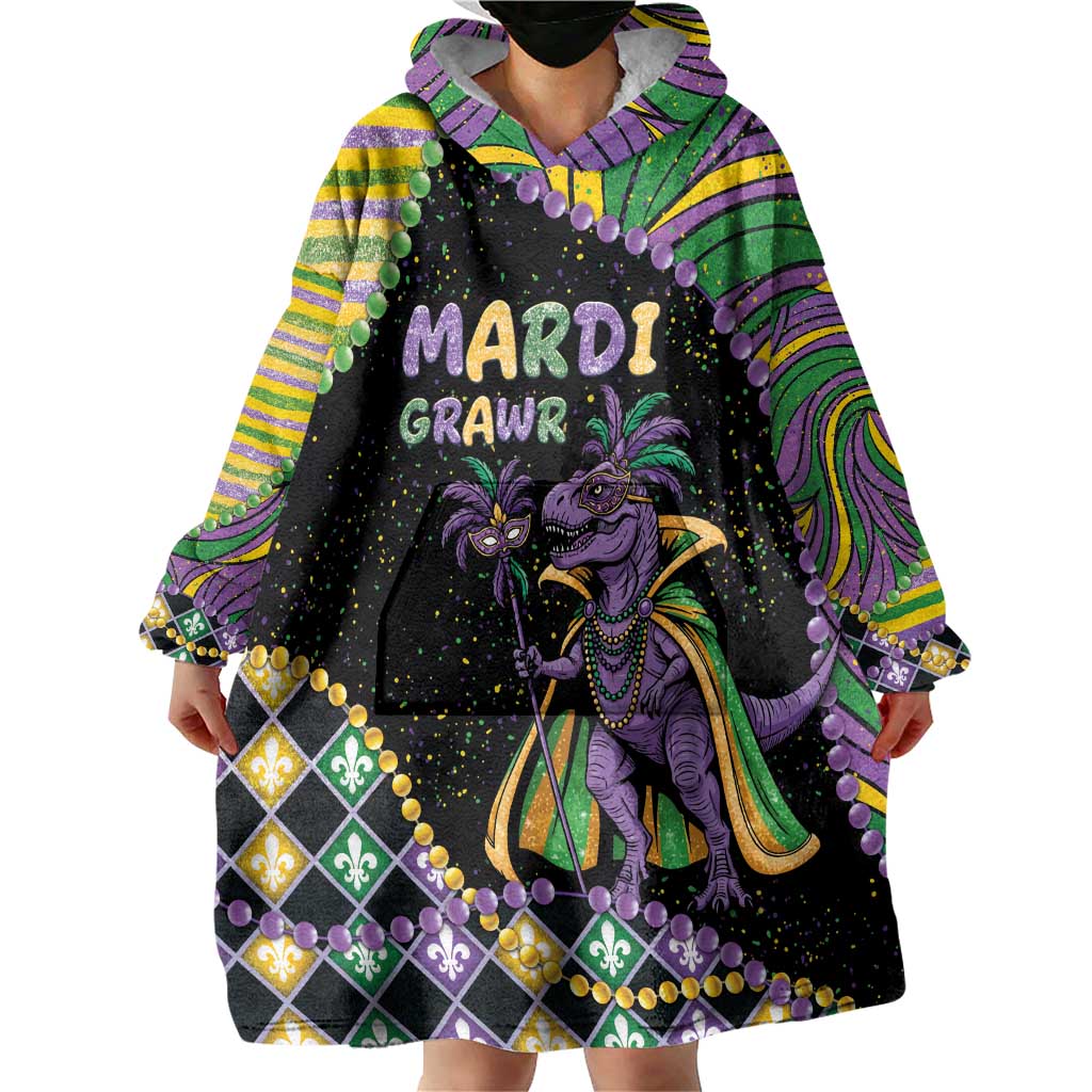 Mardi Gras Wearable Blanket Hoodie King Rex Glitter Effect
