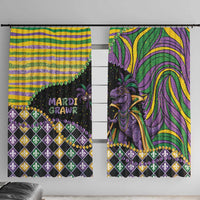 Mardi Gras Window Curtain King Rex Glitter Effect