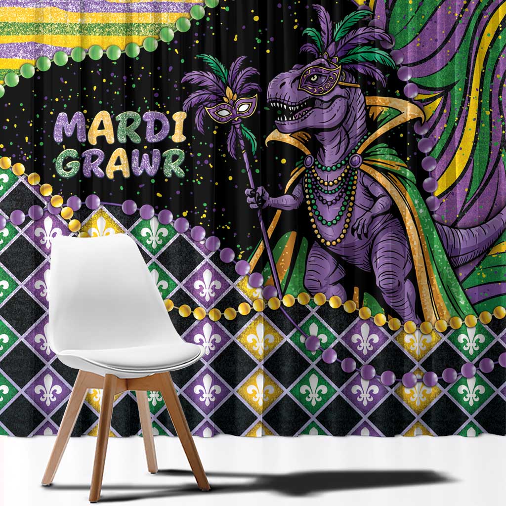 Mardi Gras Window Curtain King Rex Glitter Effect