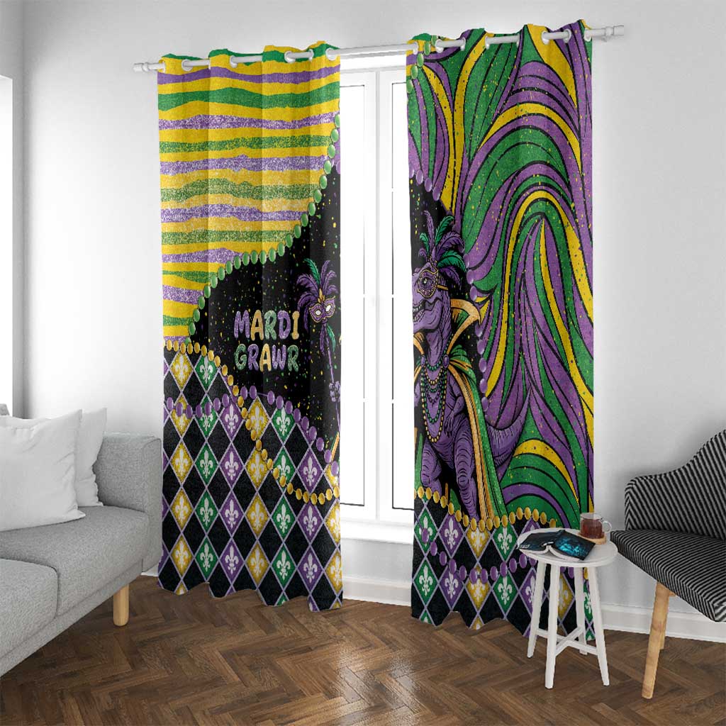 Mardi Gras Window Curtain King Rex Glitter Effect