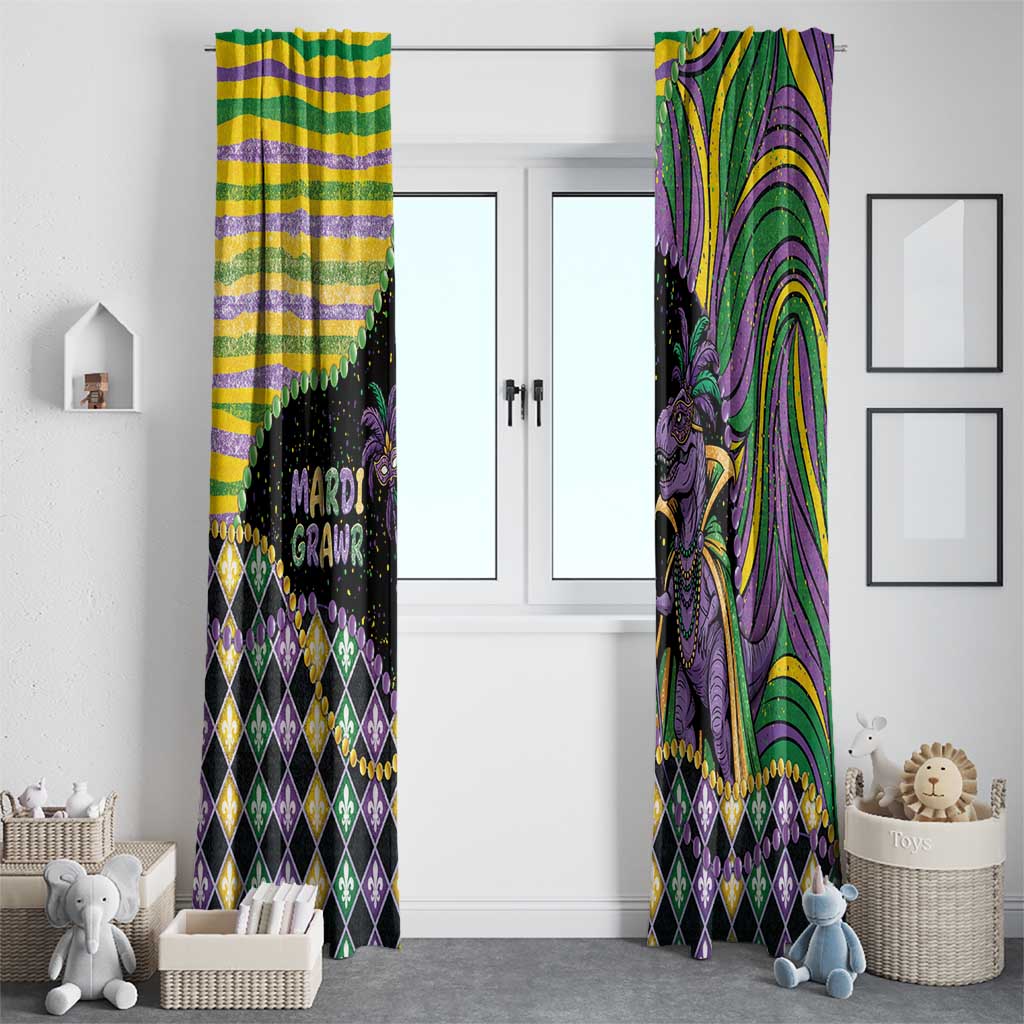Mardi Gras Window Curtain King Rex Glitter Effect