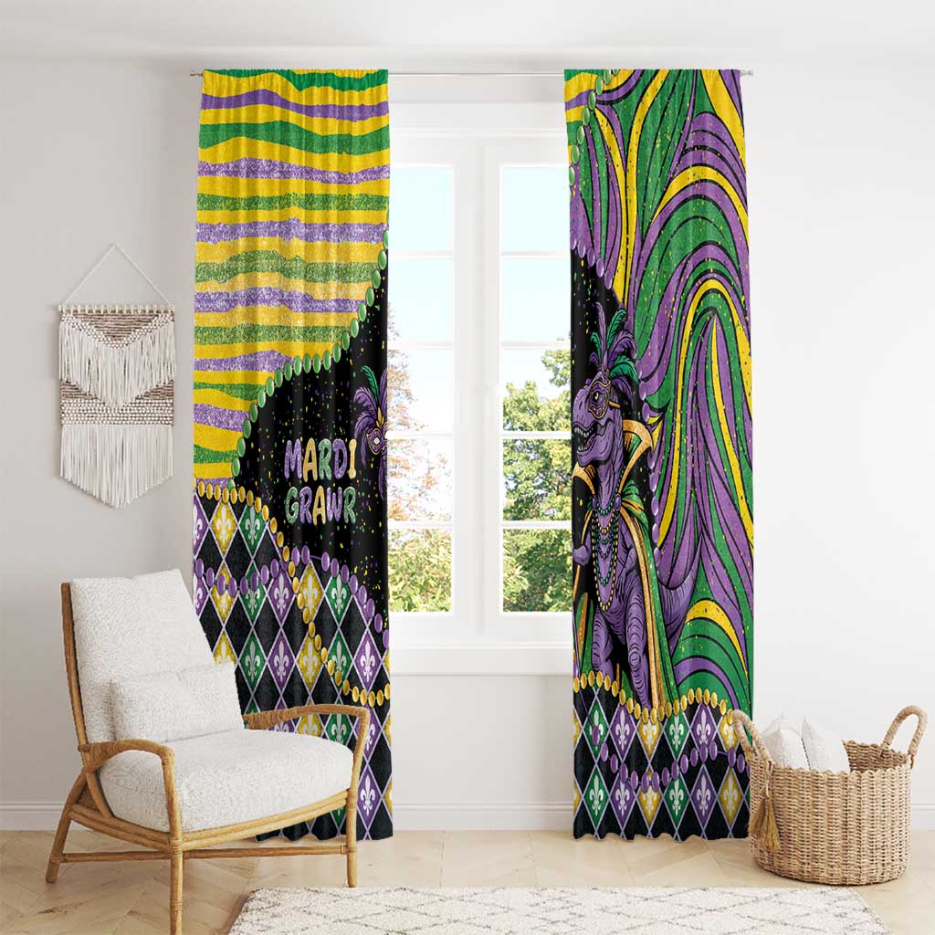Mardi Gras Window Curtain King Rex Glitter Effect