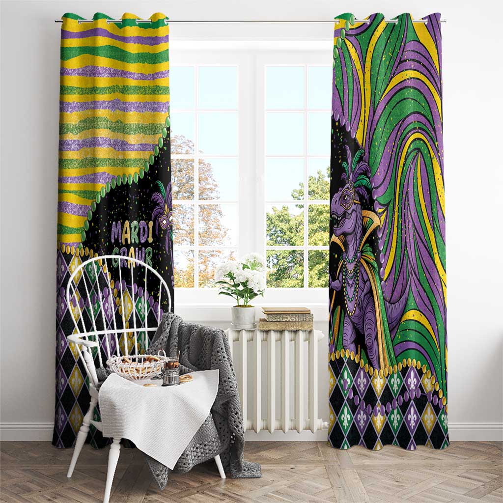 Mardi Gras Window Curtain King Rex Glitter Effect