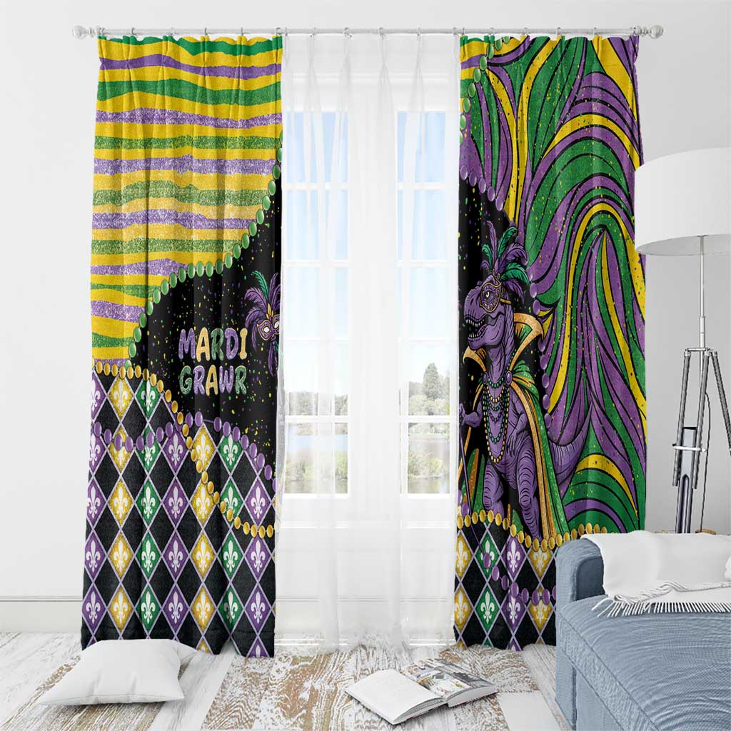 Mardi Gras Window Curtain King Rex Glitter Effect