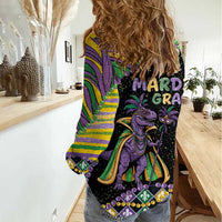 Mardi Gras Women Casual Shirt King Rex Glitter Effect