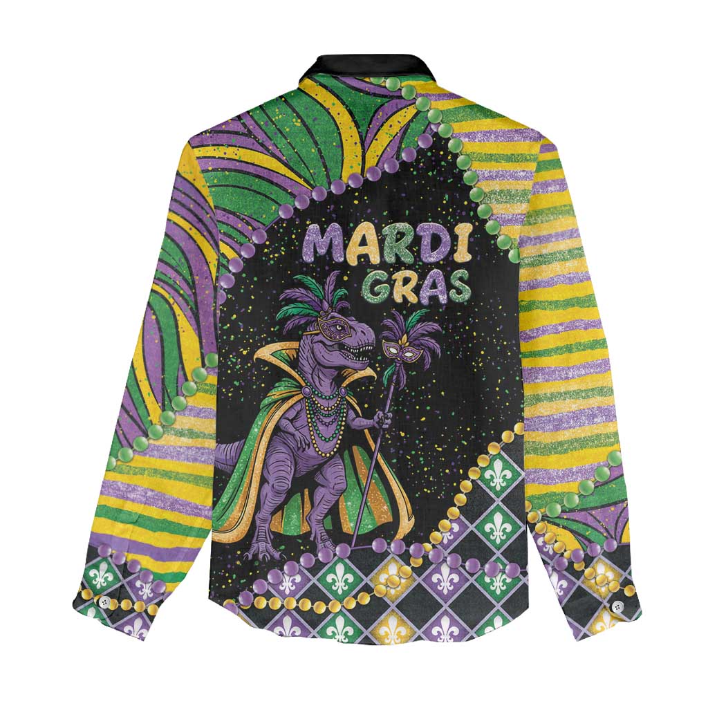 Mardi Gras Women Casual Shirt King Rex Glitter Effect