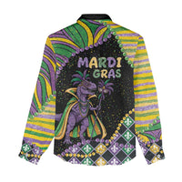 Mardi Gras Women Casual Shirt King Rex Glitter Effect