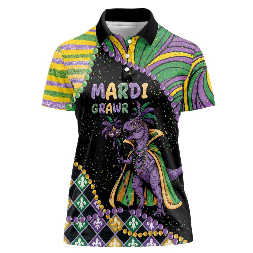 Mardi Gras Women Polo Shirt King Rex Glitter Effect