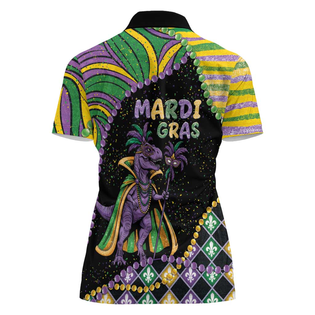 Mardi Gras Women Polo Shirt King Rex Glitter Effect