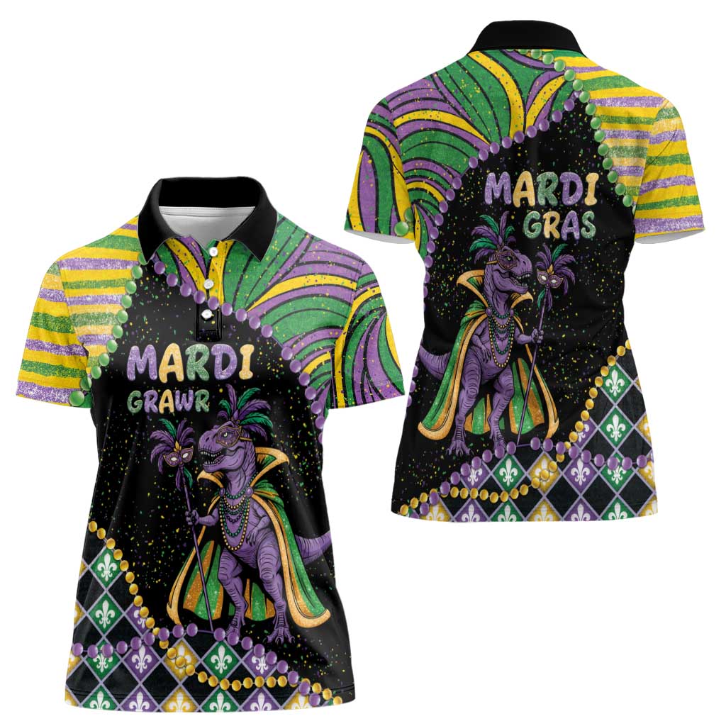 Mardi Gras Women Polo Shirt King Rex Glitter Effect