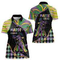 Mardi Gras Women Polo Shirt King Rex Glitter Effect