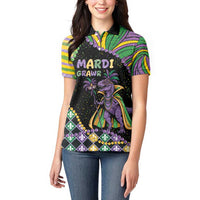 Mardi Gras Women Polo Shirt King Rex Glitter Effect