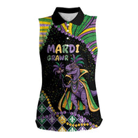 Mardi Gras Women Sleeveless Polo Shirt King Rex Glitter Effect