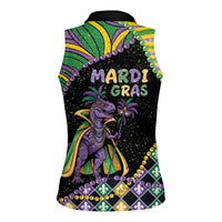 Mardi Gras Women Sleeveless Polo Shirt King Rex Glitter Effect