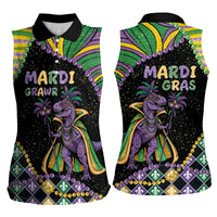 Mardi Gras Women Sleeveless Polo Shirt King Rex Glitter Effect