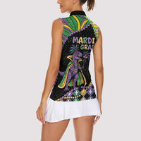 Mardi Gras Women Sleeveless Polo Shirt King Rex Glitter Effect